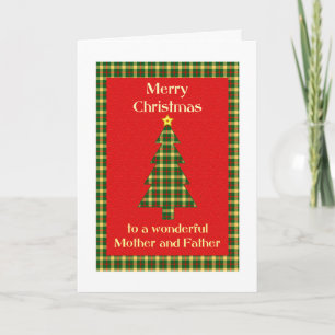Mother and Father Tartan Christmas Tree Holiday Card