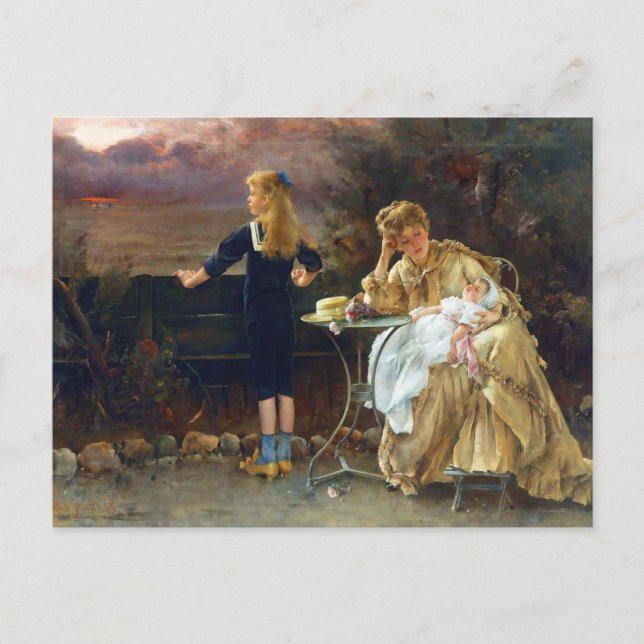 Mother And Her Children by Alfred Stevens Postcard (Front)