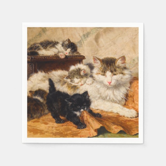 Mother and Her Kittens Napkin (Front)