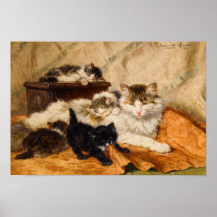 Mother and Her Kittens Poster