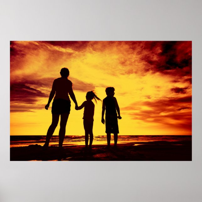 Mother and kids silhouettes poster (Front)