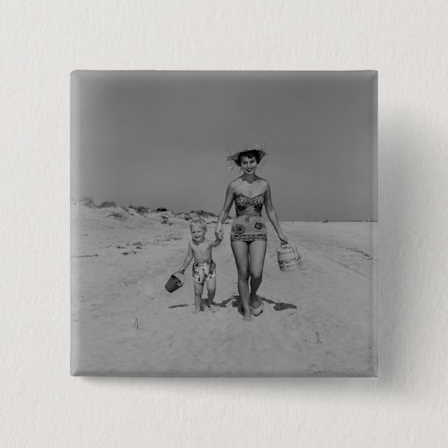 Mother and Son 15 Cm Square Badge (Front)