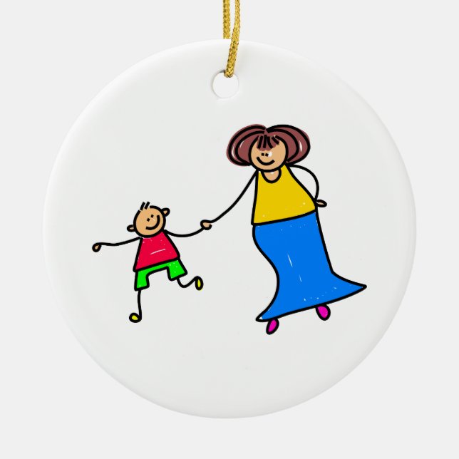 Mother And Son Ceramic Tree Decoration (Front)