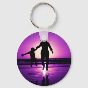 Mother and son Child Beach Jumping Key Ring
