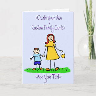 Mother and Son Custom Family Art Greeting Card
