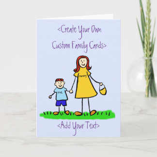 Mother and Son Custom Family Art Greeting Card