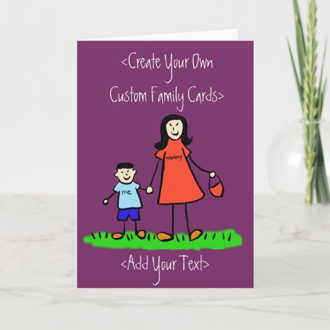 Mother and Son Custom Family Art Greeting Card (Front)