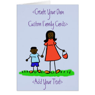 Mother and Son Custom Family Art Greeting Card