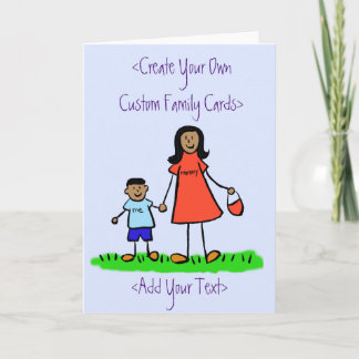 Mother and Son Custom Family Art Greeting Card