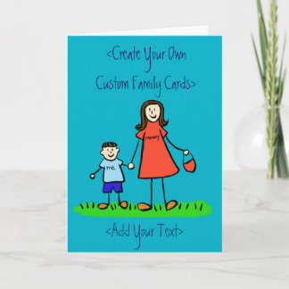 Mother and Son Custom Family Art Greeting Card