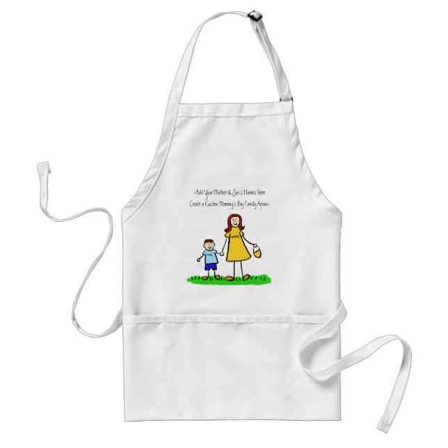 Mother and Son Custom Family Characters Art Apron (Front)