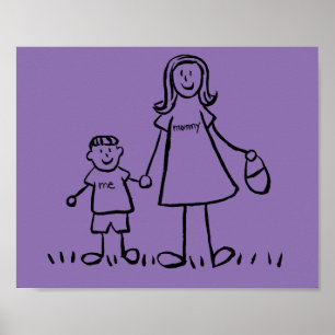 Mother and Son Custom Family Characters Art Poster