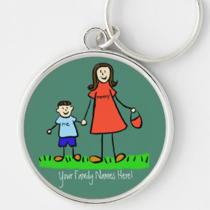 Mother and Son Custom Family Characters Keychain