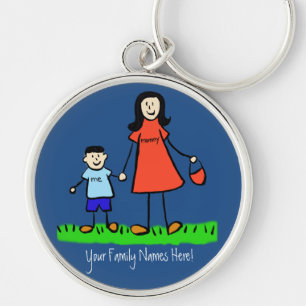 Mother and Son Custom Family Characters Keychain