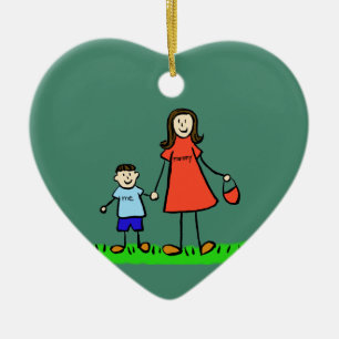 Mother and Son Custom Mummy Family Art Ornaments