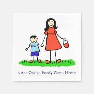 Mother and Son Family Characters Custom Napkins