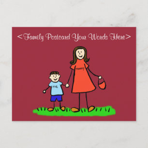 Mother and Son Family Characters Custom Postcards
