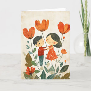 Mother and Son Flowers Cute Holiday Card