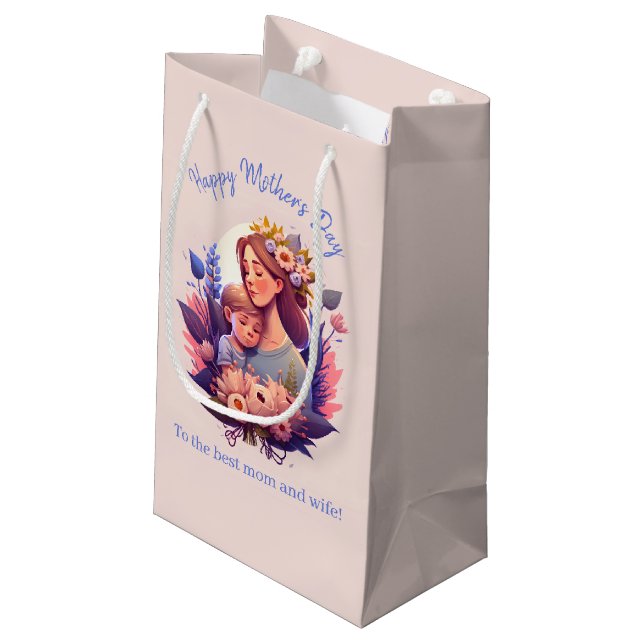 Mother And Son Happy Mother's Day Small Gift Bag (Back Angled)
