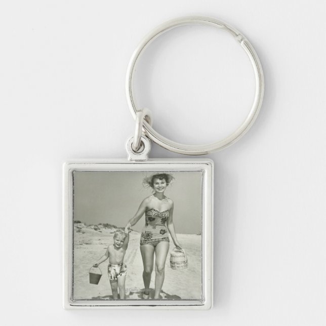 Mother and Son Walking Key Ring (Front)