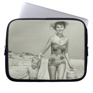 Mother and Son Walking Laptop Sleeve