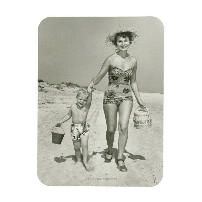 Mother and Son Walking Magnet (Vertical)