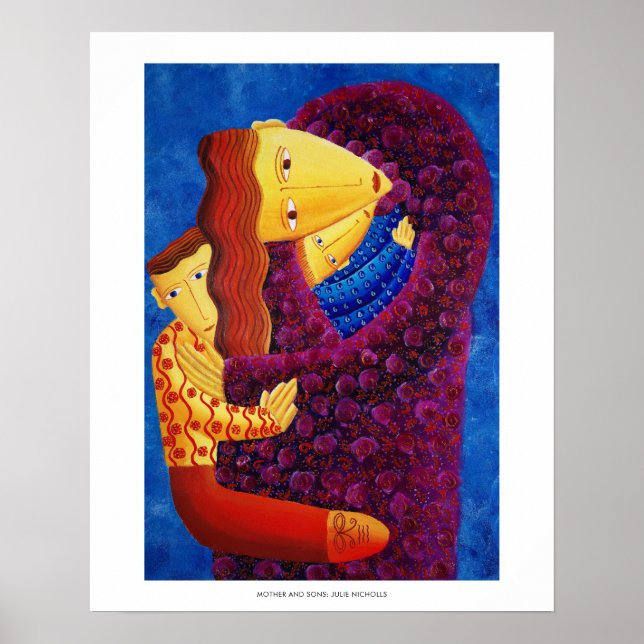 Mother and Sons Painting Family Art Print (Front)
