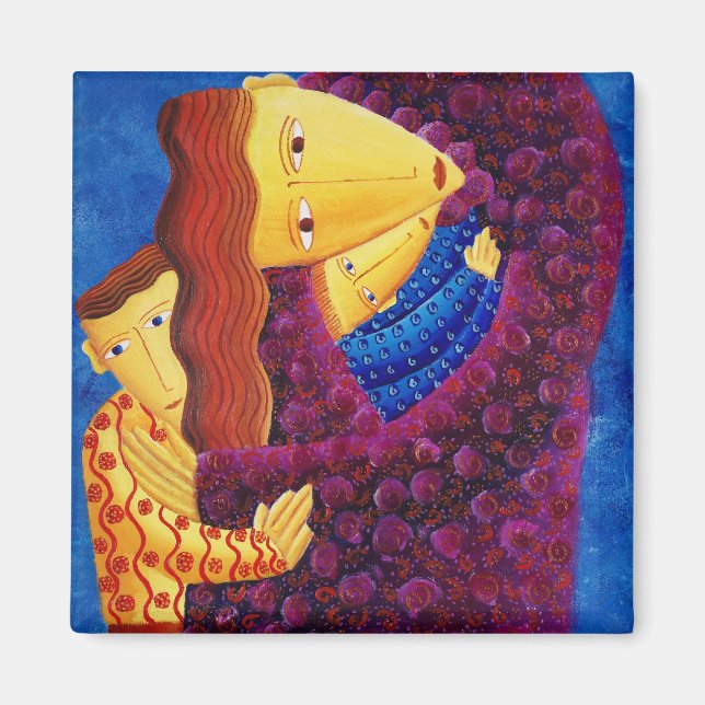 Mother and Sons Painting Family Modern Art Magnet (Front)