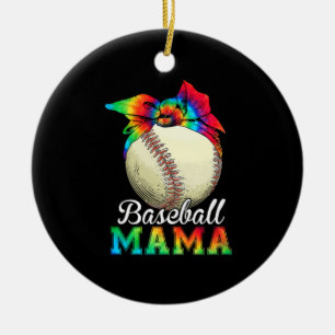Mother Art Baseball Mama Birthday Ceramic Ornament