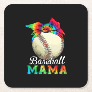 Mother Art Baseball Mama Birthday Square Paper Coaster