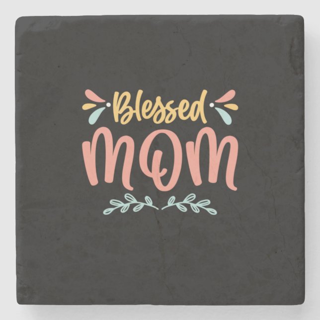 Mother Art Blessed Mum Stone Coaster (Front)