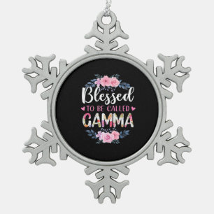 Mother Art Blessed To Be Called Gamma Birthday Snowflake Pewter Christmas Ornament