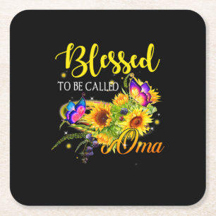 Mother Art Blessed To Be Called Oma Sunflower Square Paper Coaster