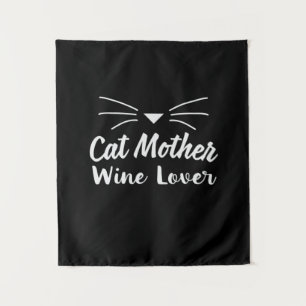 Mother Art Cat Mother Wine Lover Tapestry