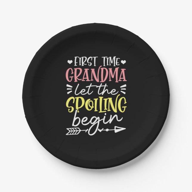 Mother Art First Time Grandma Birthday Paper Plate (Front)