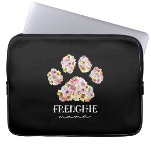 Mother Art Frenchie Mama Floral Paw French Bulldog Laptop Sleeve