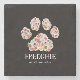 Mother Art Frenchie Mama Floral Paw French Bulldog Stone Coaster