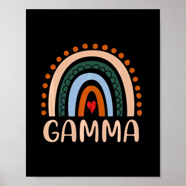 Mother Art | Gamma Rainbow Grandma Cute Birthday Poster (Front)
