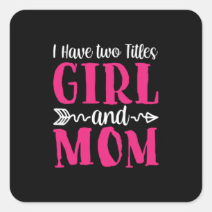 Mother Art Girl And Mom Square Sticker