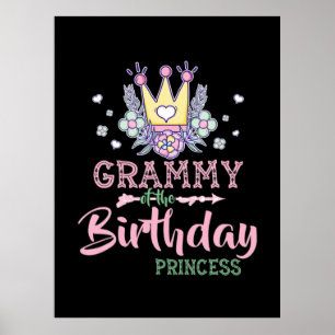 Mother Art Grammy Of The Birthday Princess Xmas Poster