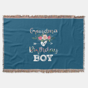 Mother Art Grandma Of A Birthday Boy Birthday Throw Blanket