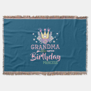 Mother Art   Grandma Of The Birthday Princess Xmas Throw Blanket
