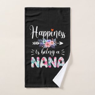 Mother Art   Happiness Is Being A Nana Floral Xmas Hand Towel