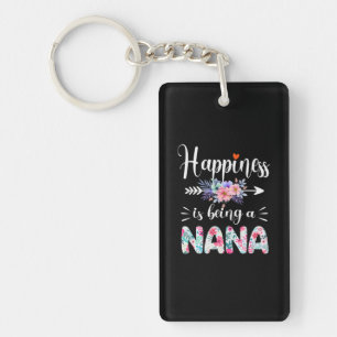 Mother Art Happiness Is Being A Nana Floral Xmas Key Ring