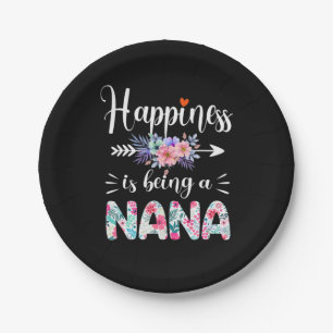 Mother Art Happiness Is Being A Nana Floral Xmas Paper Plate