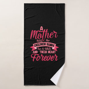 Mother Art Mother Holds Her Children Hands Bath Towel