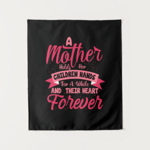 Mother Art Mother Holds Her Children Hands Tapestry