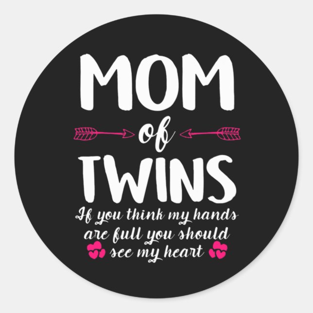 Mother Art | Mum Of Twins Birthday Classic Round Sticker (Front)
