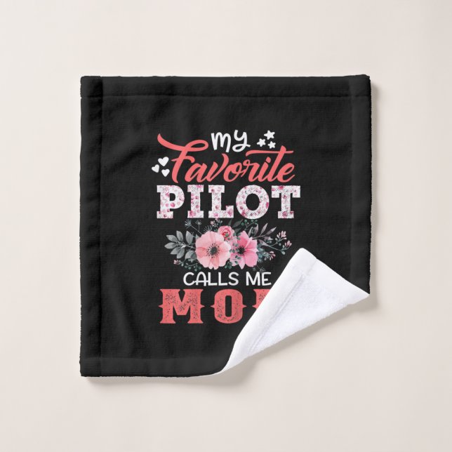 Mother Art | My Favourite Pilot Calls Me Mum Xmas Wash Cloth (Wash Cloth)