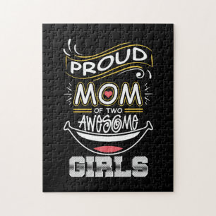 Mother Art Proud Mum Of Two Awesome Girls Xmas Jigsaw Puzzle